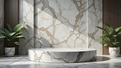 Modern Marble Podium in Sunlit Room