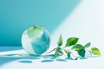 Earth Day and World Environment Day Concept with Globe and Green Elements