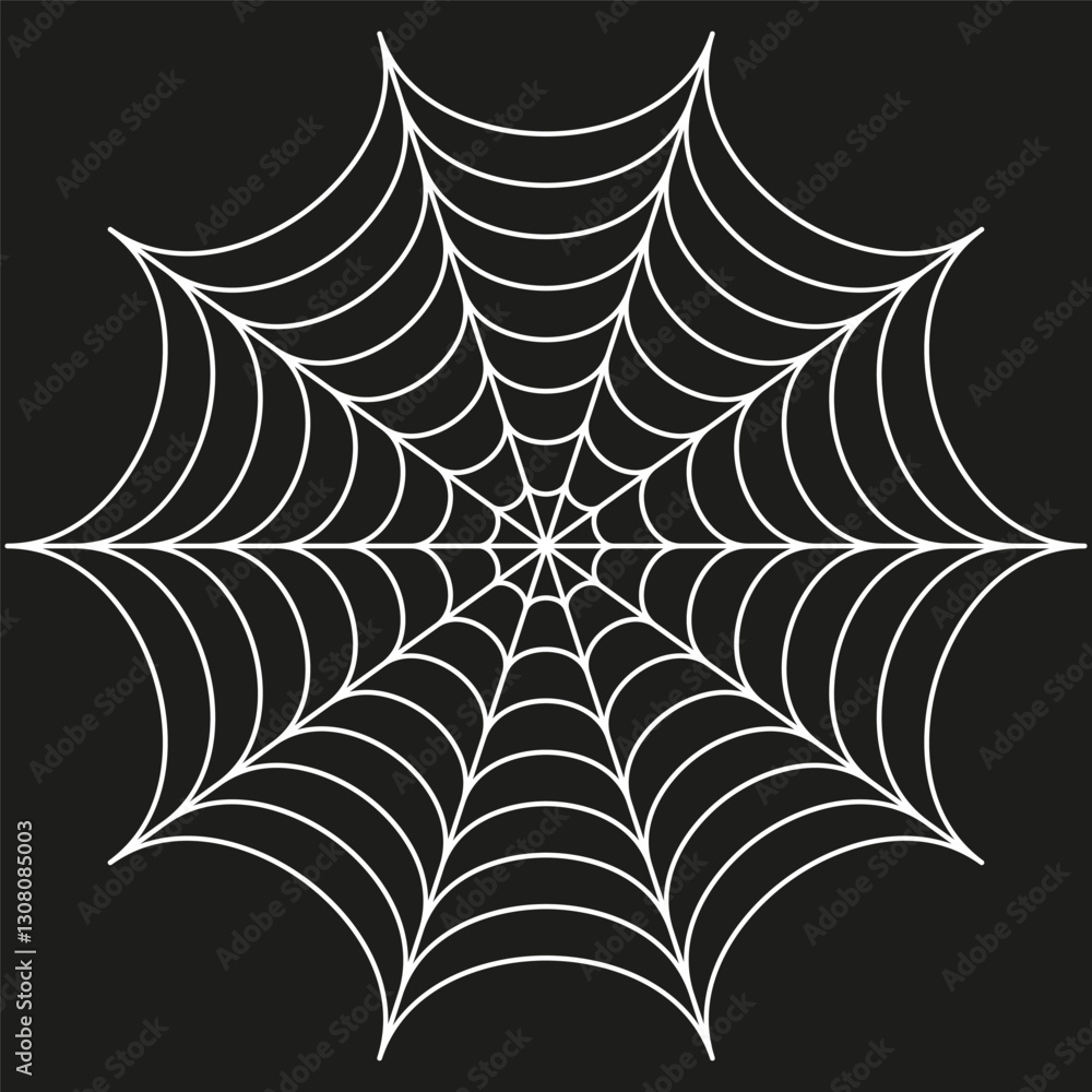 Poster spiderweb vector shape. geometric black web. abstract radial pattern. symmetric white outline.