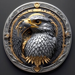 ave, aguila, escudo, logo, puerta, calavera, administrar, arte, símbolo, llamador, estatua