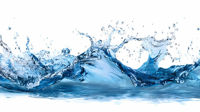A vibrant splash of water isolated on white background, showcasing fluid motion and clarity. Serene - Valley. Illustration