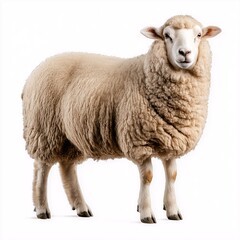 Obraz premium Rural Farm Life: Grazing Purebred White Sheep Flock in Pasture - Sustainable Agriculture and Organic Wool Production