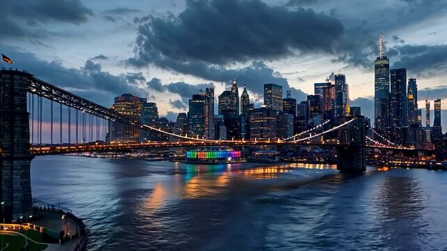New York City Manhattan downtown buildings skyline aerial