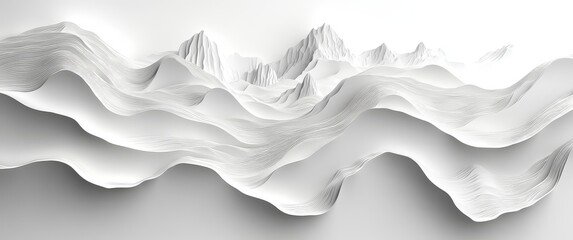 Abstract White Paper Cut Background with Topographic Patterns, Vector Illustration in Flat Design.
