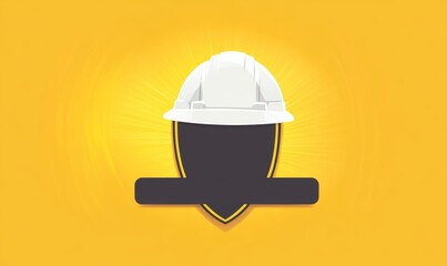 Fototapeta premium A Safety Helmet Silhouette On A Bright Yellow Background Ideal For Safety Campaigns And Construction Projects. Perfect For Posters And Presentations. Professional and Modern Design. Minimalist