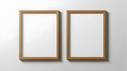 Realistic thin photo frame mockup. Simple, clean portrait large A3, A4 wooden frame mock-up isolated on transparent background. Modern, minimal poster template. Vertical brown picture frame