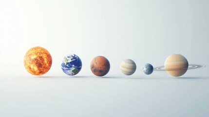 Sun, planets, solar system, educational model, space, white background, science, cosmic