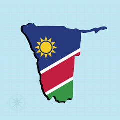 Vector illustration of Namibia flag map.