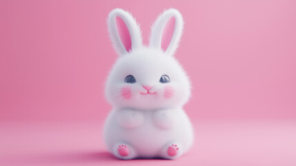 Obraz premium ふわふわで愛らしい白うさぎのキュートなポートレート