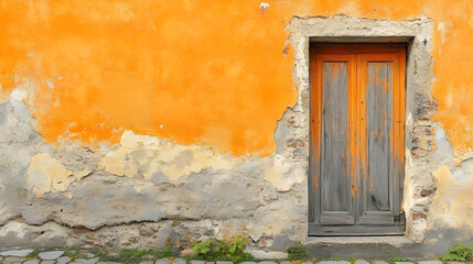 Old ancient orange plaster wall. Detailed photo textured background