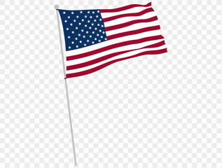 Handheld waving USA flag isolated on transparent PNG background. Perfect for designs, high-quality vector image. © Only Flags