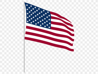 Handheld waving USA flag isolated on transparent PNG background. Perfect for designs, high-quality vector image. © Only Flags