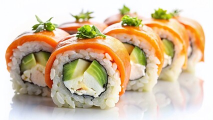 Delicious Sushi Rolls: Salmon, Eel, Cream Cheese & Cucumber Close-Up