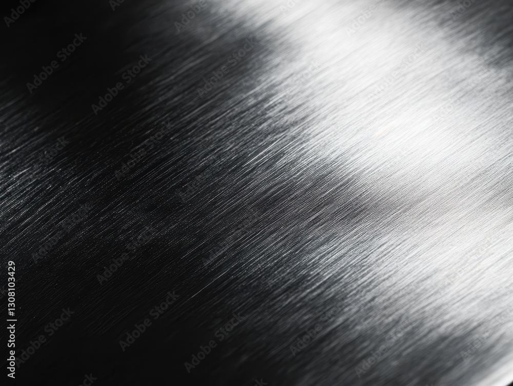 Poster close-up view of a polished metal surface with subtle texture and reflection capturing light and sha