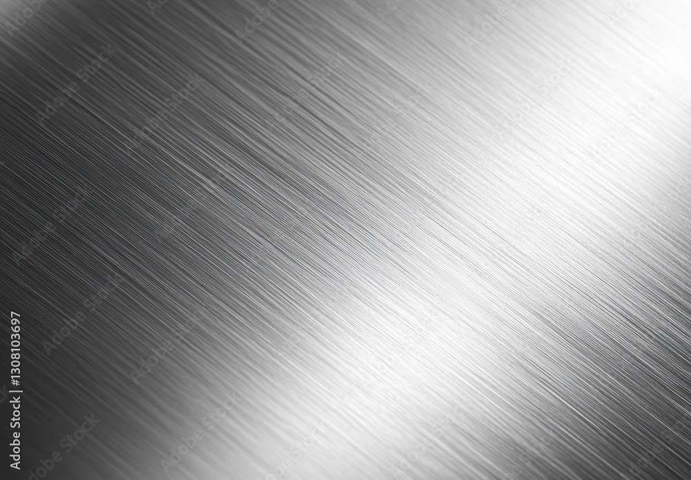 Poster close-up view of a smooth brushed metal surface with subtle reflective highlights and gentle texture