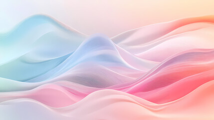 Fototapeta premium Gentle abstract waves in pastel hues create a flowing gradient pattern, blending soft colors for a calming and serene visual effect. Harmonious - Meadow. Illustration