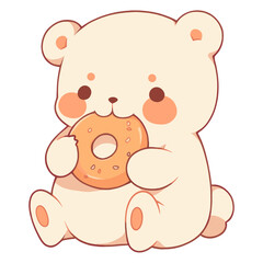 Fototapeta premium Cute bear eating a cookie illustration character adorable vector