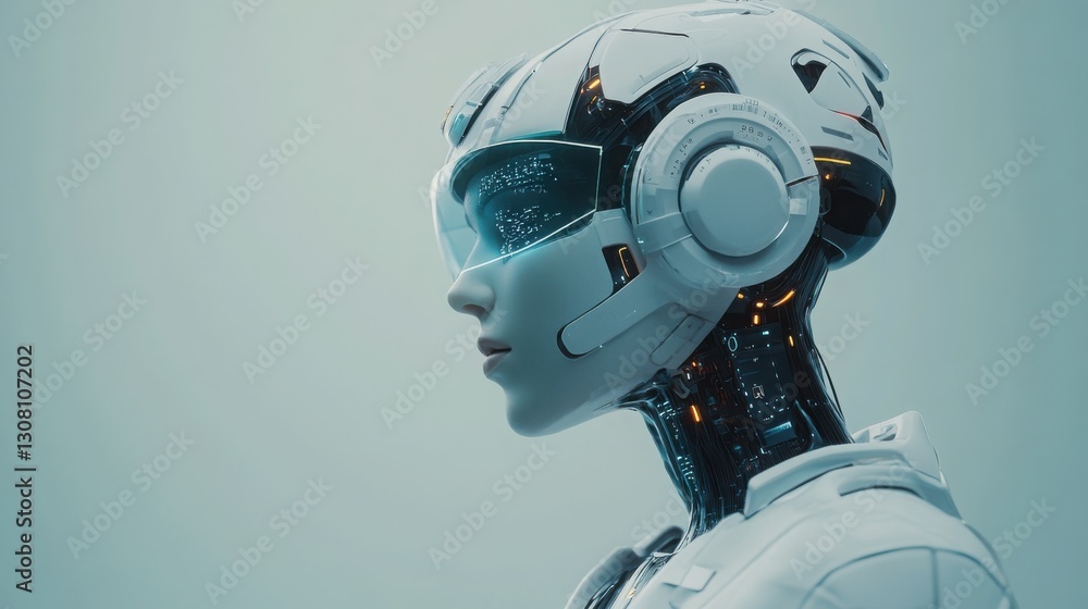 Poster sleek robot design representing the future of artificial intelligence in healthcare and medical appl