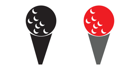 golf ball on tee icon vector set on white background.