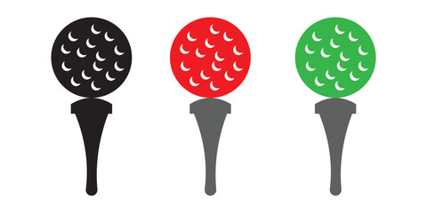 golf ball on tee icon vector set on white background.