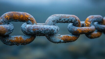 Fototapeta premium A rusty chain symbolizing the fundamental framework of blockchain technology and its role in secure digital transactions