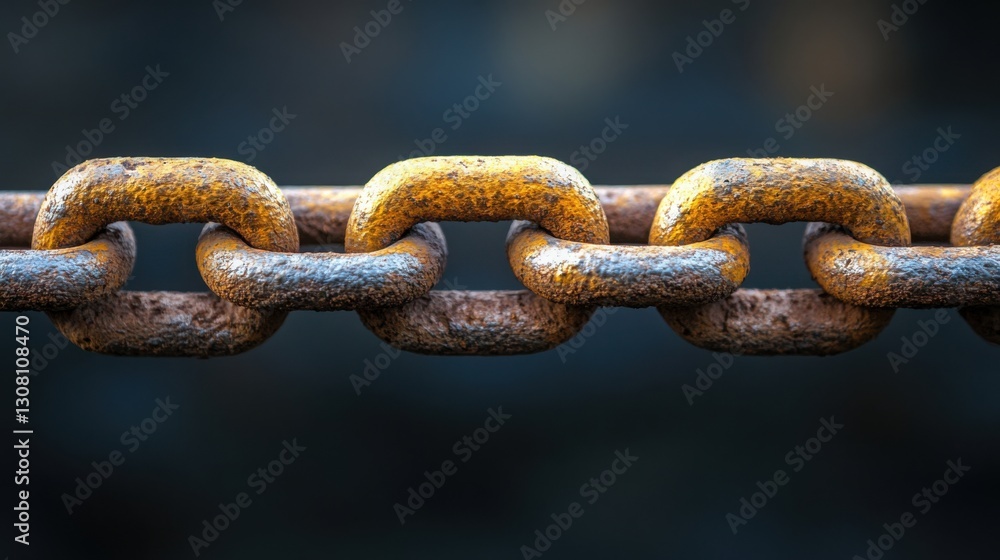 Poster rusted chain symbolizing the importance of strategy and resilience in blockchain and digital partner