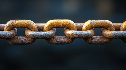 Fototapeta premium Rusted chain symbolizing the importance of strategy and resilience in blockchain and digital partnerships