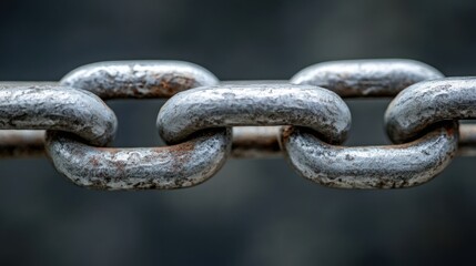 Close-up of a strong chain representing the fundamental strategy behind blockchain technology and security