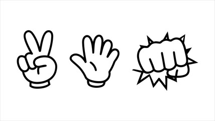 Fototapeta premium Cartoon Illustration of Rock, Paper, Scissors Hand Gestures