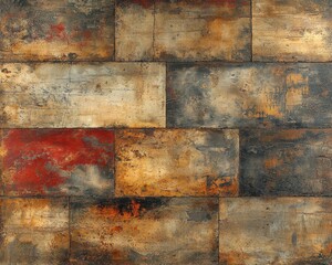 A vibrant tiled wall featuring an array of colorful tiles in various shapes and sizes, showcasing a harmonious blend of blues, reds, yellows, and greens, creating a lively atmosphere.