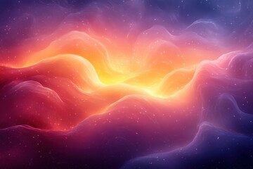 A vibrant abstract representation of cosmic waves in warm hues.