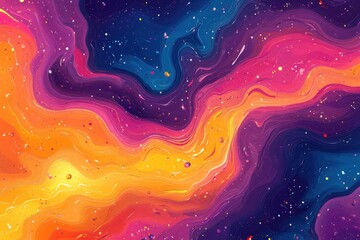 A vibrant abstract representation of cosmic elements with swirling colors and patterns.