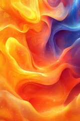 A vibrant abstract swirl of orange and blue hues, evoking movement and energy.
