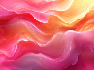 A vibrant abstract wave of colors blending in pink, orange, and yellow hues.