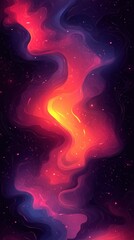A vibrant cosmic abstract artwork featuring swirling colors and starry elements.