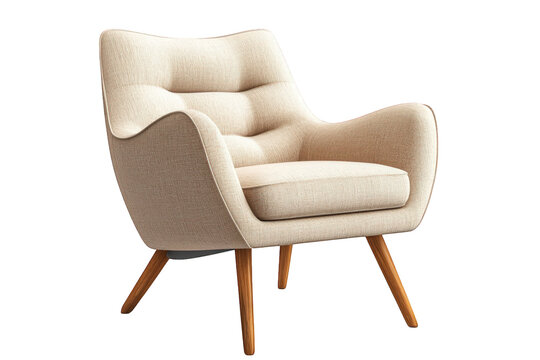 stylish. modern armchair with a soft. textured fabric in a light color. supported by wooden legs its ergonomic design and plush cushioning suggest comfort and relaxation. making it suitable for living