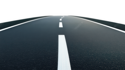 a close-up view of a smooth. empty road stretching into the distance. featuring clear white lane markings on a dark asphalt surface a sense of openness and potential for travel or adventure