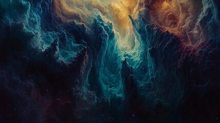 Obraz premium Cosmic Nebula, swirling gases, vibrant colors, deep space background, ideal for science fiction