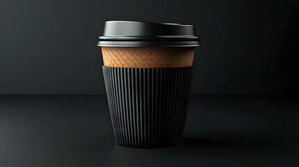 Sleek Black Coffee Cup 3D Render  -  Studio Product Shot