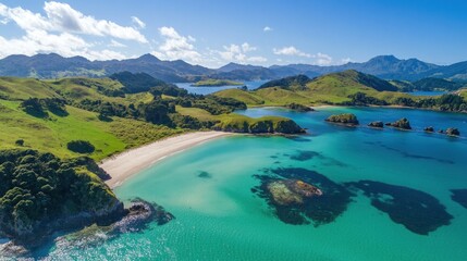 Secluded Bay Aerial View Island Paradise