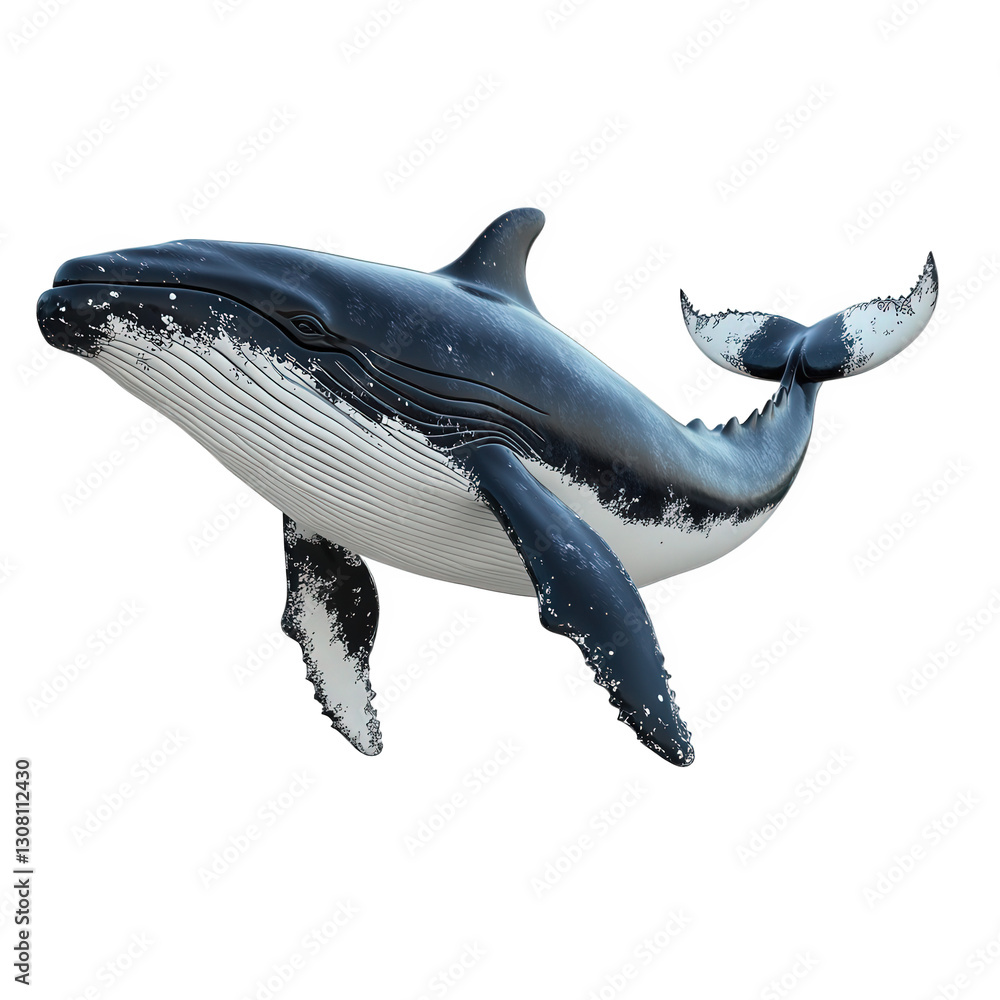Aufkleber 3d-rendered whale. showcasing its majestic form with detailed textures. emphasizing its streamlined 