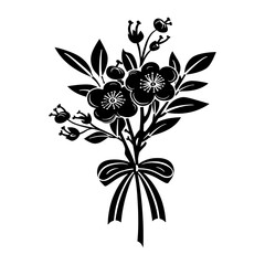 Obraz premium Plum blossom silhouette bouquet flower vector
