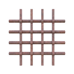 Rusty Grate, 3d illustration isolated on white background