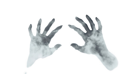 Obraz premium two hands reaching out. surrounded by a misty. ethereal atmosphere. creating a sense of yearning or struggle the monochromatic palette emphasizes the hands and the fog. evoking themes of isolation. lo
