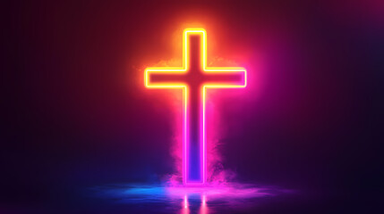 radiant cross glowing light neon