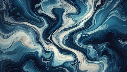Fototapeta premium Glossy abstract blue marble texture with fluid flowing patterns