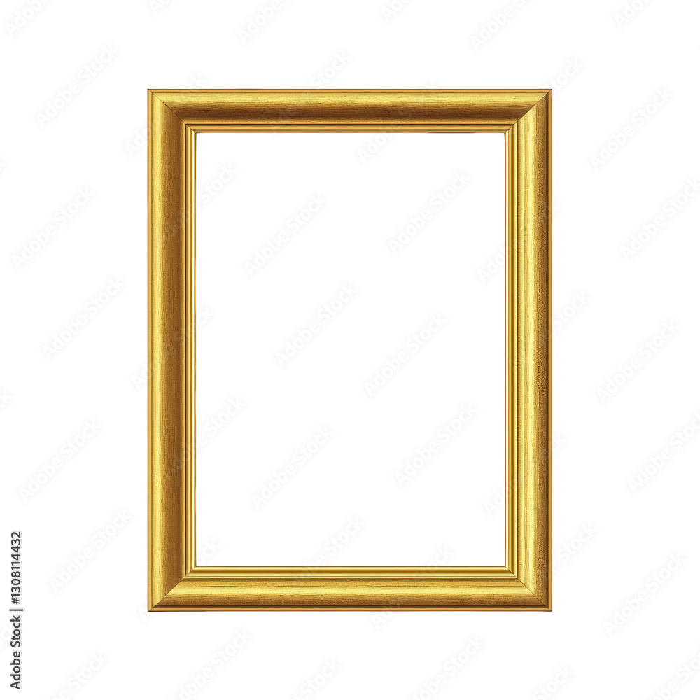 Poster classic golden picture frame with a blank interior. set against a plain background it serves as a de