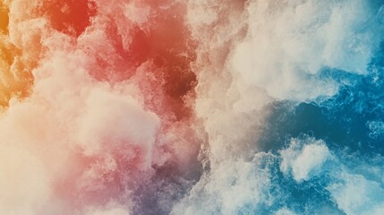 Fototapeta premium Colorful cloudscape, aerial view, vibrant sunset, atmospheric background, design element