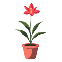 Flower on pot illustration leaves plant vector