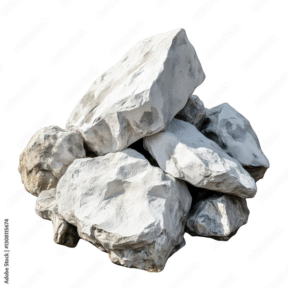 Poster pile of large. irregularly shaped rocks. showcasing various textures and shades of gray the rocks ar